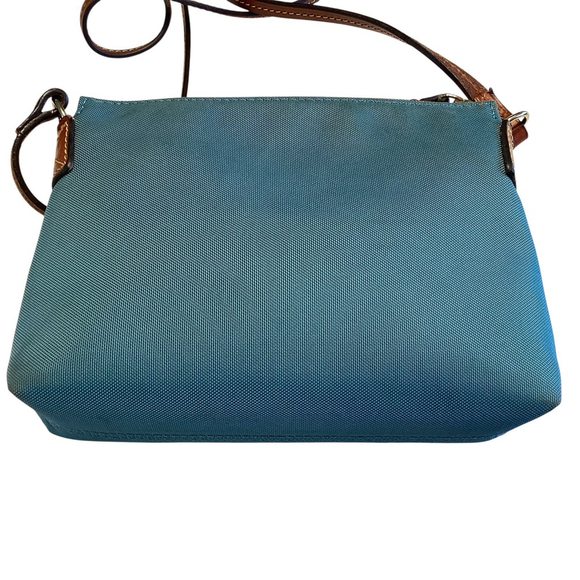 Dooney & Bourke Crossbody Bag Small Blue Sullivan Pouchette Leather Nylon EUC - Picture 5 of 10